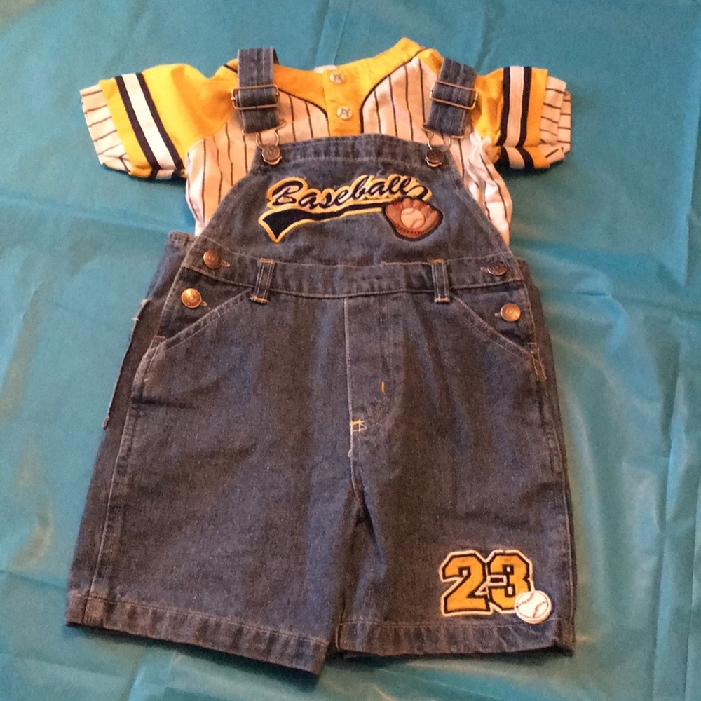 2 piece Baseball Overalls 2T
